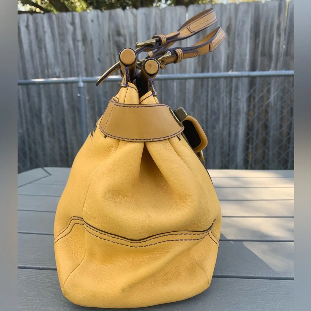 Vintage COACH purse mustard yellow Satchel handbag-shoulder bag E043-9749 - Picture 3 of 16